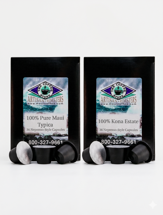 100% Pure Maui Typica + 100% Kona Estate Pods