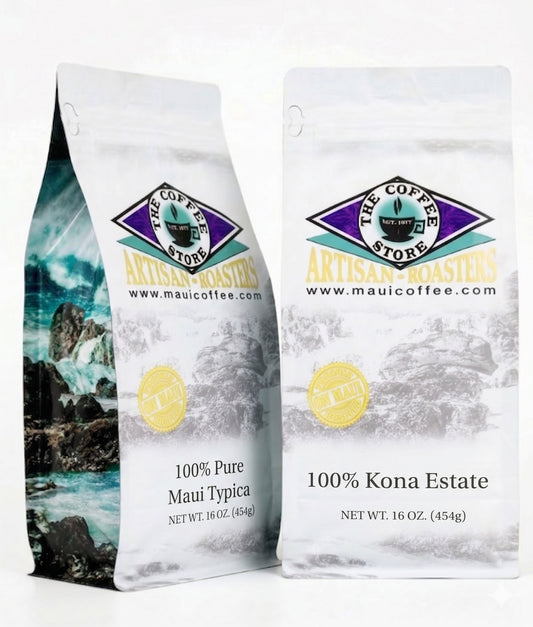 100% Pure Maui Typica + 100% Kona Estate